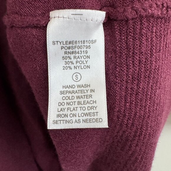 Evolution By Cyrus Burgundy 3/4 Sleeve Open Front Cardigan Sweater Size S - Picture 4 of 7